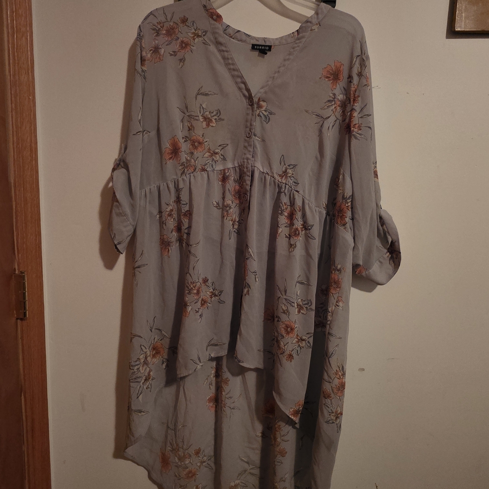 Torrid Gray Floral High Low Dress